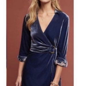 Maeve Anthro Uptown Country Velvet Wrap Dress